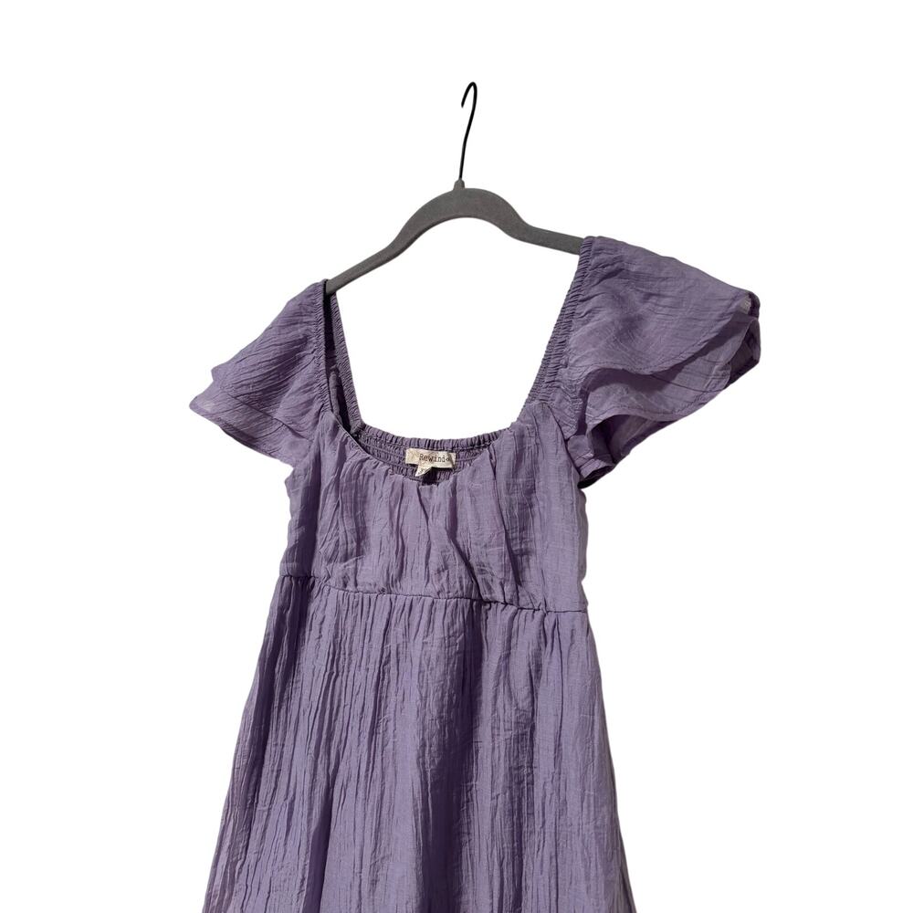 Rewind Lavender Mini Dress XS Flutter Sleeve Smocked Cottagecore Babydoll Boho - Picture 4 of 9